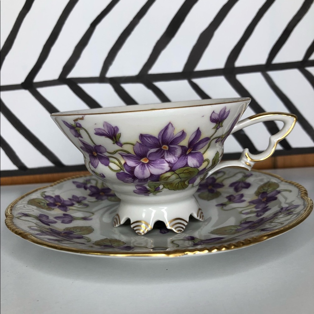 Vintage Mitterteich Bavaria Germany Cup & Saucer Violets